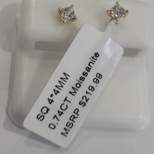 Gold Over Sterling Silver Moissanite Stud Earrings